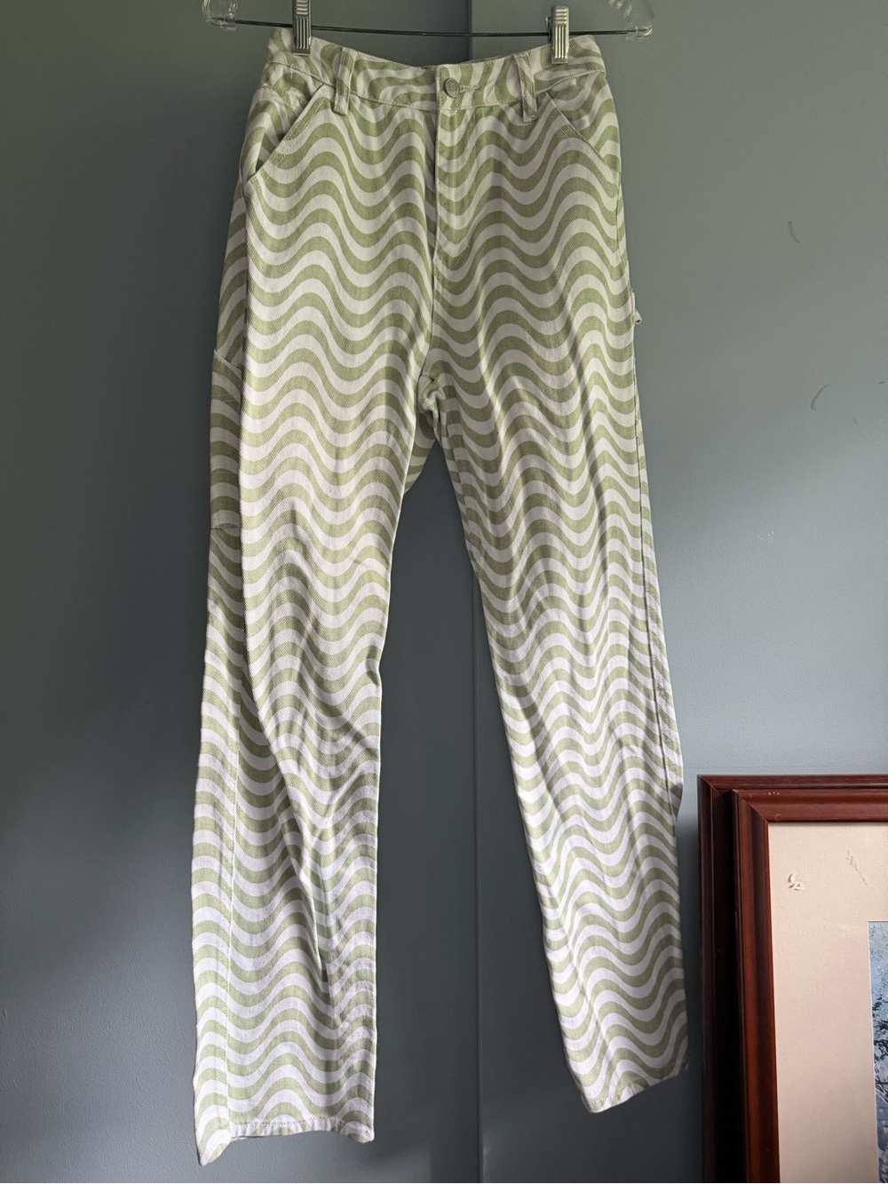 PacSun Green and White Wave-Stripe Jeans
